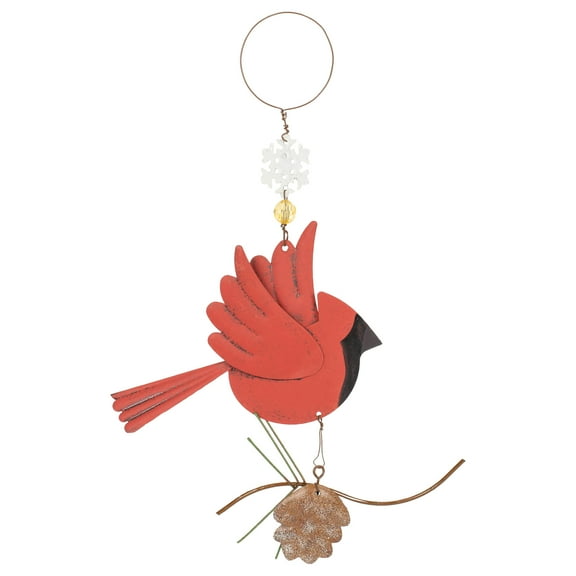 Rosy Red Cardinal 10 x 6 Metal Decorative Hanging Ornament