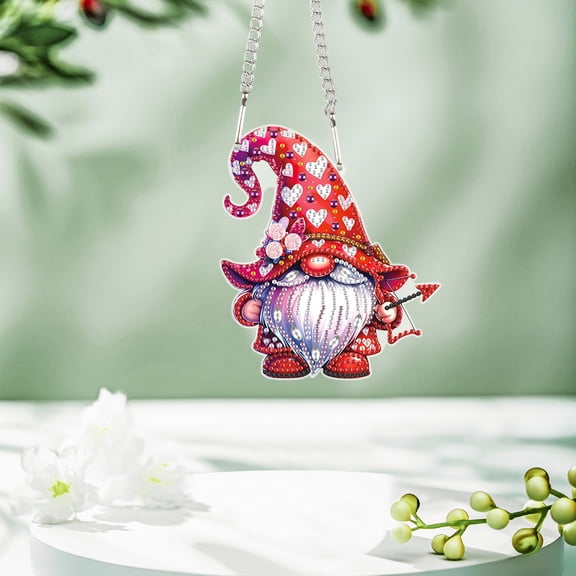 Rosy Red Shooting Gnome Diamond Art Painting Kit Pendant