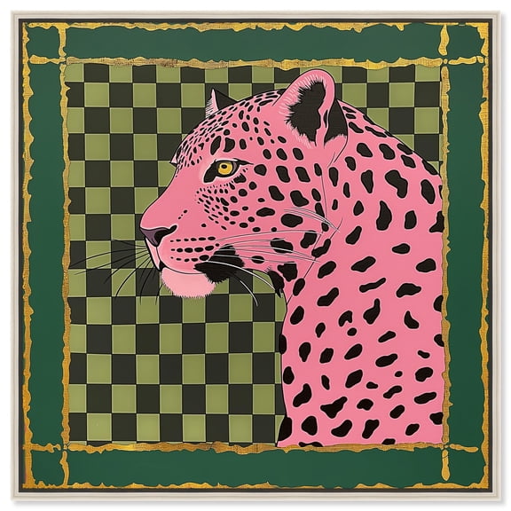 Rosy Roar Canvas Modern Trendy Art by Art Remedy, Silver Frame, 12" x 12"