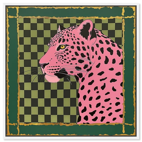 Rosy Roar Canvas Modern Trendy Art by Art Remedy, White Frame, 12" x 12"