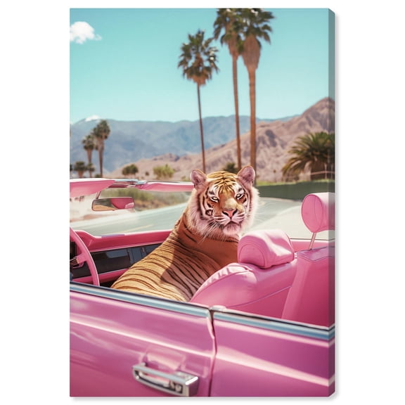 Rosy Tiger's Ride II Canvas Pink Pop Wall Art by Art Remedy, Gallery Wrapped, 36" x 54"