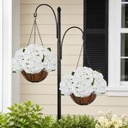 RosyHaven 2Pack Hanging Hydrangea Artificial Flowers with Real Touch Large White Hydrangea Flowers,Outdoor Faux Flower Hanging Basket for Spring Summer Porch Balcony Yard Garden Patio Home Decor