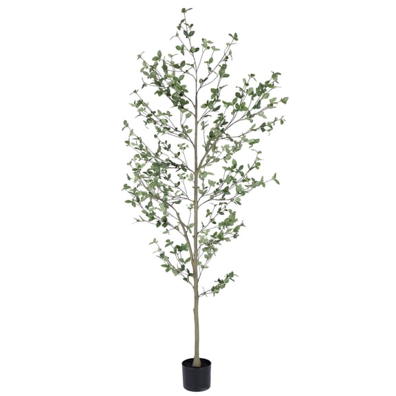 RosyHaven 6ft Realistic Faux Quince Leaf Tree, 72" Tall Artificial Quince Leaf Tree with Lifelike Leaves and Trunks for Garden Home Office Porch Balcony Living Room Decor