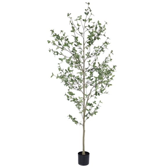 RosyHaven 7ft Realistic Faux Quince Leaf Tree, 84" Tall Artificial Quince Leaf Tree with Lifelike Leaves and Trunks for Garden Home Office Porch Balcony Living Room Decor