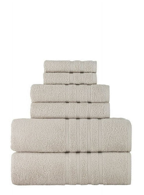Rosyn Home Hotel Quality 100% Turkish Cotton 6 Piece Bath Towel Set Beige