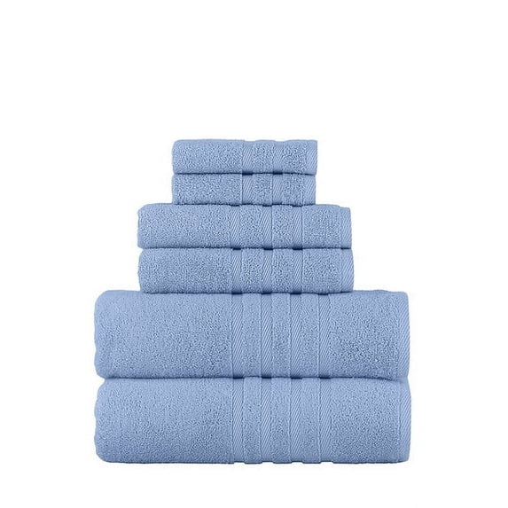 Rosyn Home Hotel Quality 100% Turkish Cotton 6 Piece Bath Towel Set Blue