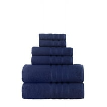 Rosyn Home Hotel Quality 100% Turkish Cotton 6 Piece Bath Towel Set Dark Blue