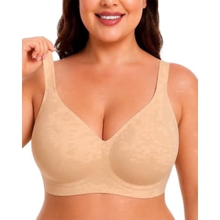Roszoe Jelly Wireless Bras for Women No Underwire Seamless Bra, Comfort Wirefree Everyday Support and Lift T-Shirt Bra Nude-L