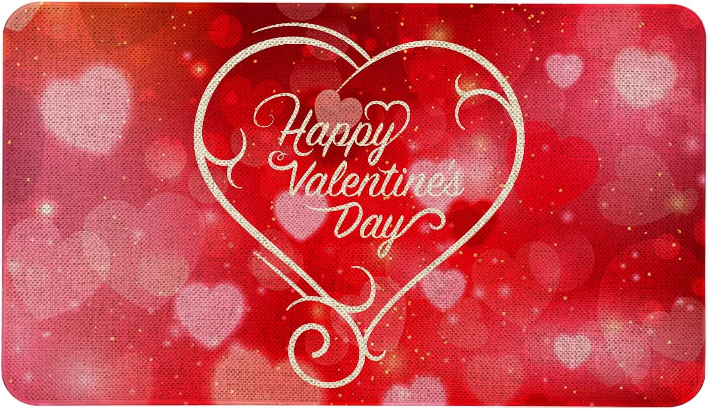 Roszwtit Happy Valentines Day Door Mat 30 X 17 Inch Red Heart Doormat Indoor Outdoor Entrance Floor Mat Non Slip Valentine Decor Rubber Welcome Mats