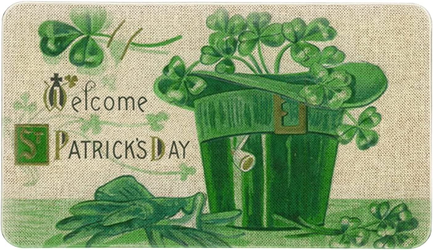 Roszwtit St Patricks Day Door Mat 30 X 17 Inch Shamrock Welcome Doormat Indoor Outdoor Entrance Floor Rug St Patricks Day Decor Non Slip Rubber Welcome Mats