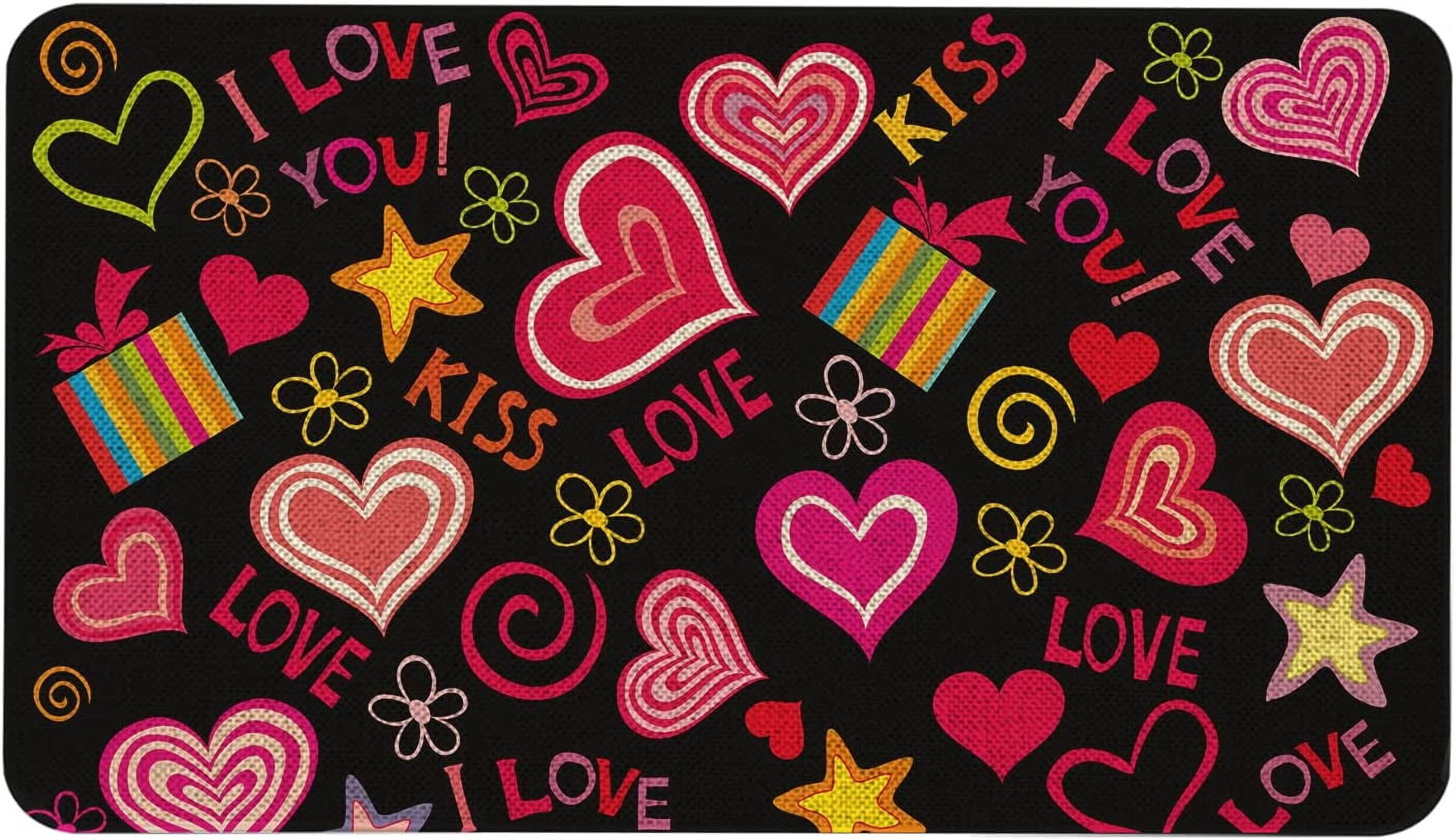 Roszwtit Valentines Day Door Mat 30 X 17 Inch Red Heart I Love You Doormat Indoor Outdoor Entrance Floor Mat Non Slip Valentine Decor Rubber Welcome Door Mats