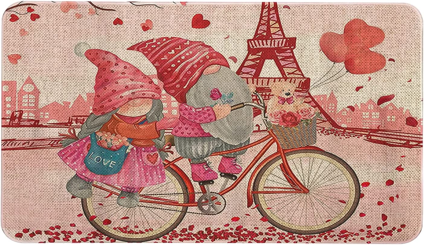 Roszwtit Valentines Day Door Mat 30 X 17 Inch Valentines Gnome Doormat Indoor Outdoor Entrance Floor Mat Non Slip Valentine Decor Rubber Welcome Mats