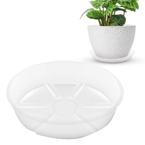 RotHome 6 Inch Clear Plastic Plant Saucer for Indoor Outdoor Pots, Heavy Duty Flower Planter Drip Tray to Catch Water for Potted Plants, 1 Pack