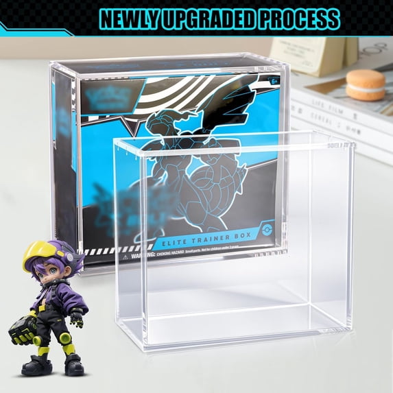 RotHome Acrylic Elite Trainer Box Protector Case Ultra Thick 8mm + 5mm Display with Strong Magnets Stackable Hard Case for ETB Easy Top Loading Acrylic Box
