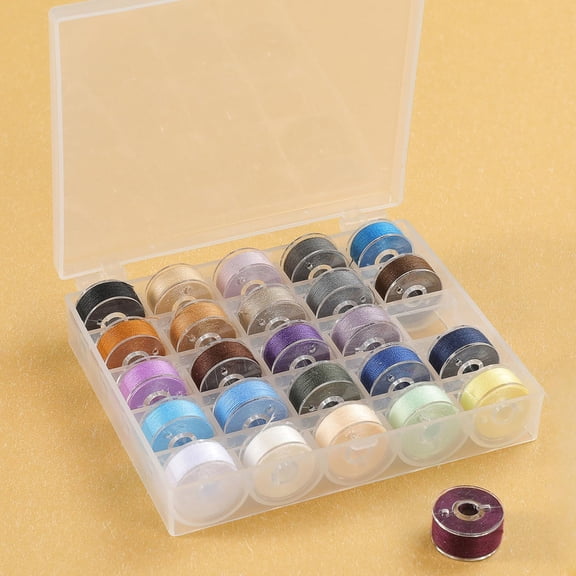 RotHome Bobbin Case Organizer, Transparent Sewing Machine Bobbin Holder, 25 Slots Empty Storage Box for Plastic Embroidery Spools and Thread, 1 Pack