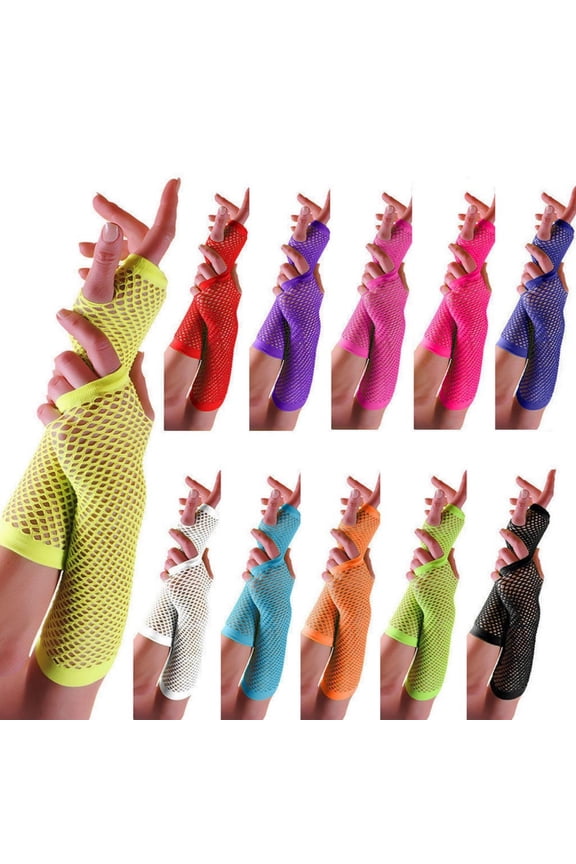 Fishnet Gloves Fingerless for Women 80s Accessories Gothic Mesh Arm Sleeves for Punk Rock Aesthetic Outfit Rave Party Costume Supplies