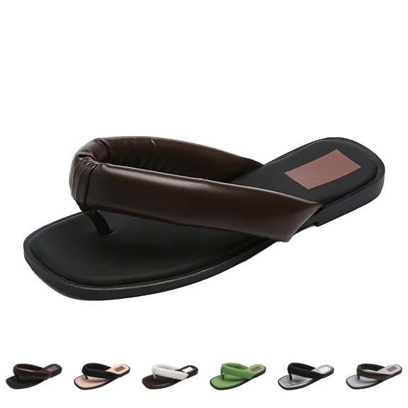RotHome Flip Flops Platform Thong Sandals for Women Open Round Toe Comfy Slip on Flats Casual Summer Beach Slide Stone Decor Vacation Party Shoes Wedge Style