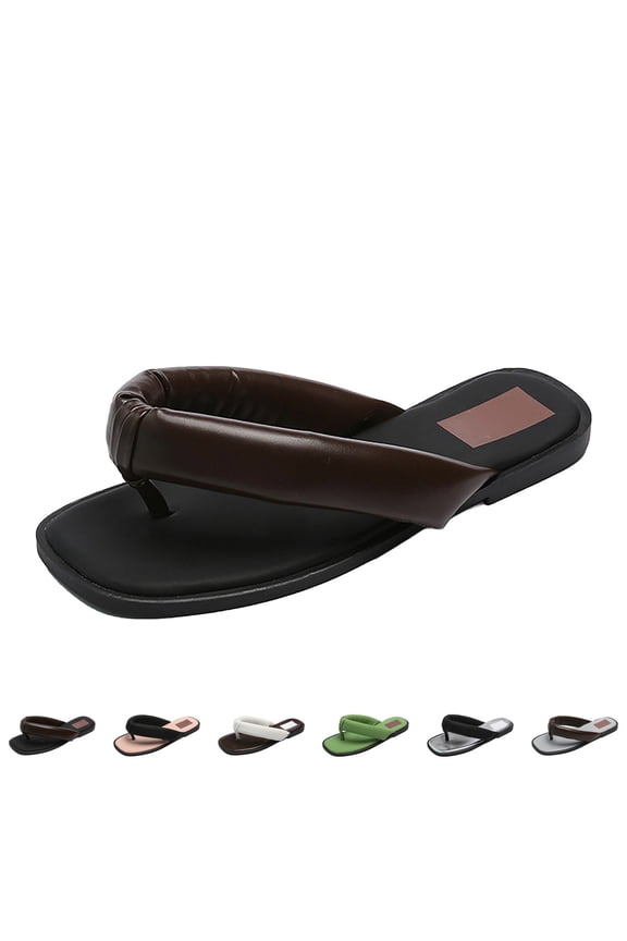 Flip Flops Platform Thong Sandals for Women Open Round Toe Comfy Slip on Flats Casual Summer Beach Slide Stone Decor Vacation Party Shoes Wedge Style