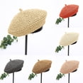 thumbnail image 1 of RotHome French Style Straw Beret for Women, Crochet Raffia Summer Sun Hat, Breathable Packable Fashion Accessory, Lightweight Ladies Tea Hat, 1 of 6