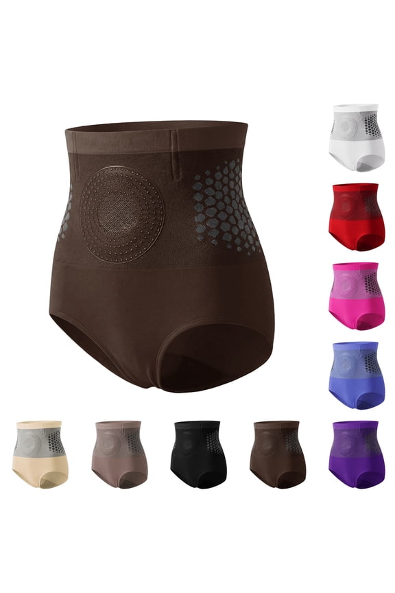 High Waist Body Shaper Panty, Tummy Control Shapewear Underwear, Seamless Girdle for Women, Slimming Compression Briefs Undergarments, Coffee, M