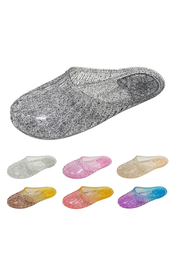 Jelly Flats for Women Closed Toe Mesh Hollow Jellies Mule Sandals Slip On Comfortable Casual Summer Beach Slipper Flats Breathable Lightweight