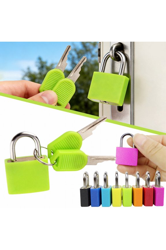 Keyed Padlock for Travel, Multicolor Small Luggage Locks with Keys, Metal Suitcase Lock for Locker and Box, Durable Protective Coating, 1 Pack