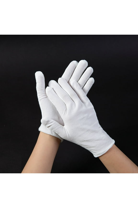 Large White Cotton Gloves Anti-Fingerprint Lint-Free for Art Handling, Crafting, Coin Jewelry Handling, Silver Inspection Polishing, 1 Pair