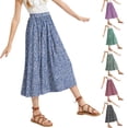 thumbnail image 1 of RotHome Long Skirts for Girls Floral Print Boho Style High Waist A-Line Flowy Summer Midi Elastic Waistband Tiered Ruffle Lightweight Soft Comfortable Casual Vacation, 1 of 8