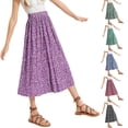 thumbnail image 1 of RotHome Maxi Skirt for Girls Boho Floral A-Line High Waist Flowy Tiered Ruffle Elastic Waist Summer Midi Long Casual Lightweight Soft Comfortable Breathable Vacation, 1 of 7