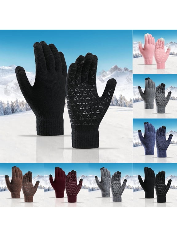 Merino Wool Running Gloves, Lightweight Thermal Winter Gloves for Men & Women, Touchscreen Compatible Knit Gloves for Cold Weather, Black