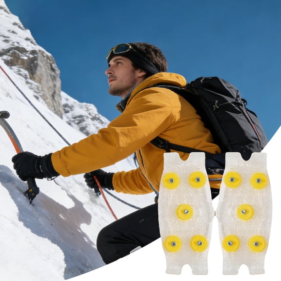RotHome Non-Slip Ice Cleats Traction Grippers for Shoes and Boots with Steel Studs for Walking Jogging Running on Snow and Ice 1 Pair, White