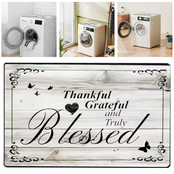 RotHome Non-Slip Washer Dryer Top Cover Mat Dust-Proof Protector Pad for Laundry Room Organization & Kitchen Decor Universal 24x16 Inch Washing Machine Topper Dryer Countertop