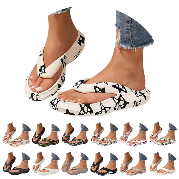 RotHome Orthopedic Sandals for Women Arch Support Flip Flops Plantar Fasciitis Soft Wedge Thong Platform Recovery Slip On Walking Lightweight Summer Beach Shoes