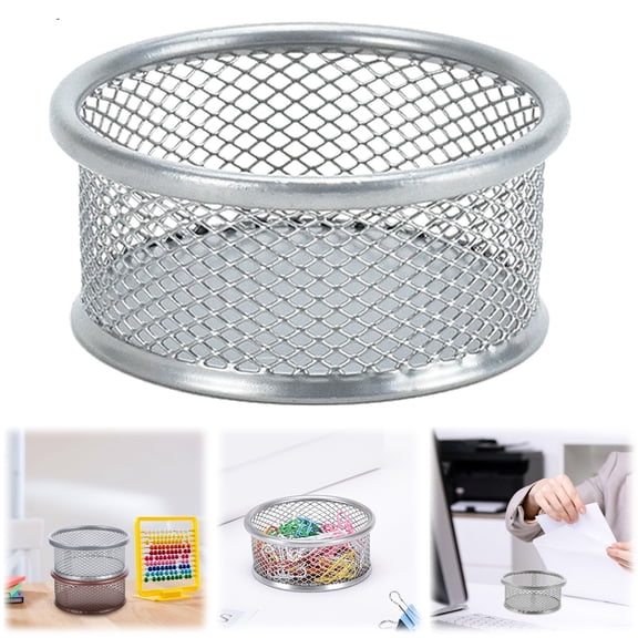 RotHome Paperclip Holders for Desk, Metal Mesh Desktop Storage Box for Binder Clips and Small Office Accessories, Non Skid Wire Mesh Bowl, 1 Pack
