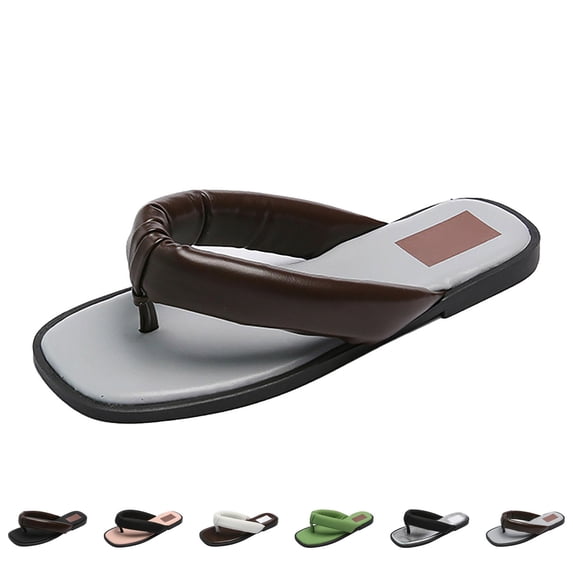 RotHome Platform Flip Flops for Women Wedge Sandals Comfy Open Round Toe Stone Slip on Flats Casual Summer Beach Slide Thong Sandals Chunky Flats Party Shoes