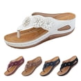 thumbnail image 1 of RotHome Platform Sandals for Women Wedge Heels Flip Flops Comfortable Dressy Slip On Thong Summer Shoes Adjustable Straps for Wedding Travel Daily Casual White, 1 of 9
