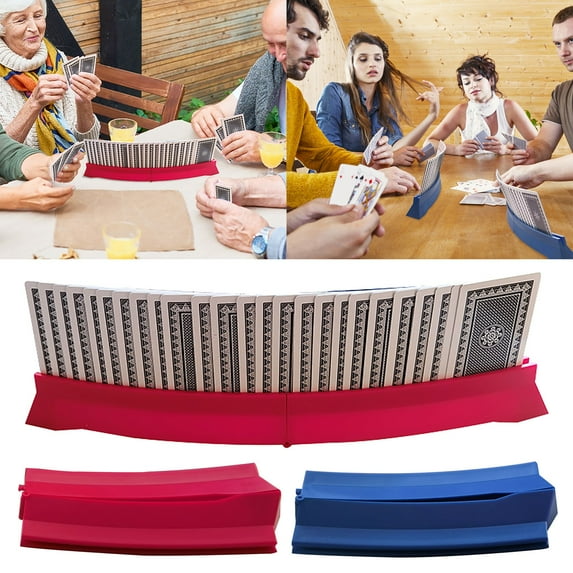 RotHome Playing Card Holders Set of 2 - Hands-Free Card Holder for Family Card Games, Parties, and Color Stack Games - Portable Plastic Rack for Standard Size Cards