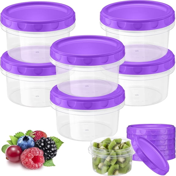 RotHome Reusable Deli Freezer Storage Containers with Twist Top Lids, Stackable Thick Plastic Round Food Prep Jars for Soup, Yogurt and Snacks, 1 Pack