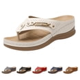 thumbnail image 1 of RotHome Sandalias de Mujer Womens Sandals Comfortable Arch Support Slip On Leather Sandals for Summer Beach Bathroom Waterproof Dress Shoes, 1 of 6
