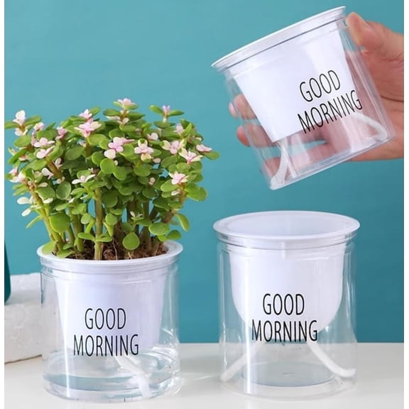 RotHome Self Watering Pots for Indoor Plants 4.7 Inch African Violet Pots with Wick Rope, Clear Plant Pots with Drainage, Self Watering Planter for Orchids, Succulents, Herbs, House Plants