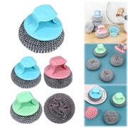 RotHome Steel Wool Scrubber Tool for Cleaning Dishes Stainless Steel Scouring Brush Pad for Kitchen Pots Pans Sink Oven Heavy Duty Metal Scrubber 1-Pack