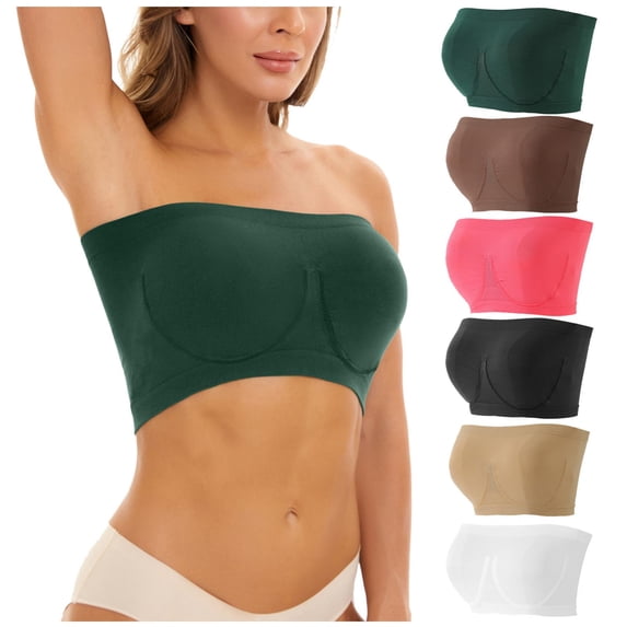 RotHome Strapless Bralette for Women Wireless Seamless Padded Tube Top Bra Non-Slip Convertible Bandeau Bra Breathable Everyday Comfortable Bra