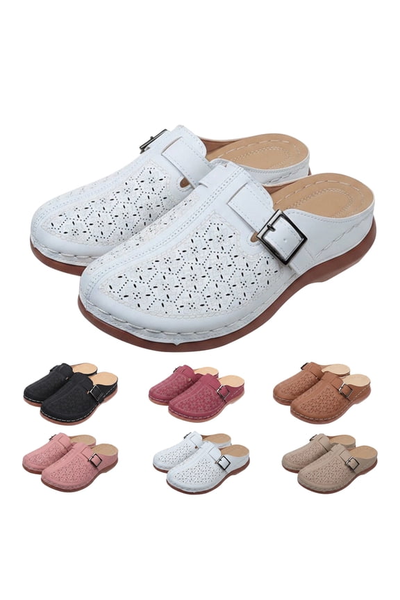Summer Clogs for Women Slip on Mules Comfortable Arch Support Closed Toe Sandals Backless Low Wedge Shoes for Gardening Beach Daily Wear
