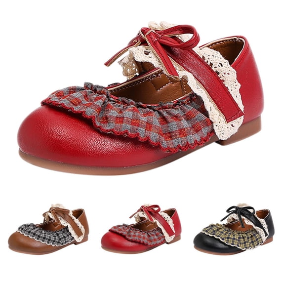 RotHome Toddler Little Girls Flower Dress Shoes Mary Jane Ballet Flats Party Wedding Princess Bowknot Patent Leather Non-Slip Soft Sole Cute Round Toe Daily Wear
