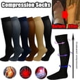 thumbnail image 1 of RotHome Unisex Thermal Merino Wool Compression Socks 15-20 mmHg Knee High Travel Stockings for Men & Women, Graduated Fit for Recovery & Flying, 1 of 3