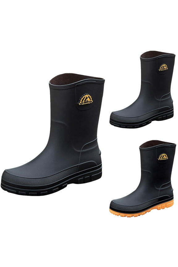 RotHome Waterproof Rain Boots for Men Rubber Boots Breathable Mid-Calf Slip-Resistant Lightweight Garden Fishing Outdoor Shoes Comfortable All-Weather Work Boots