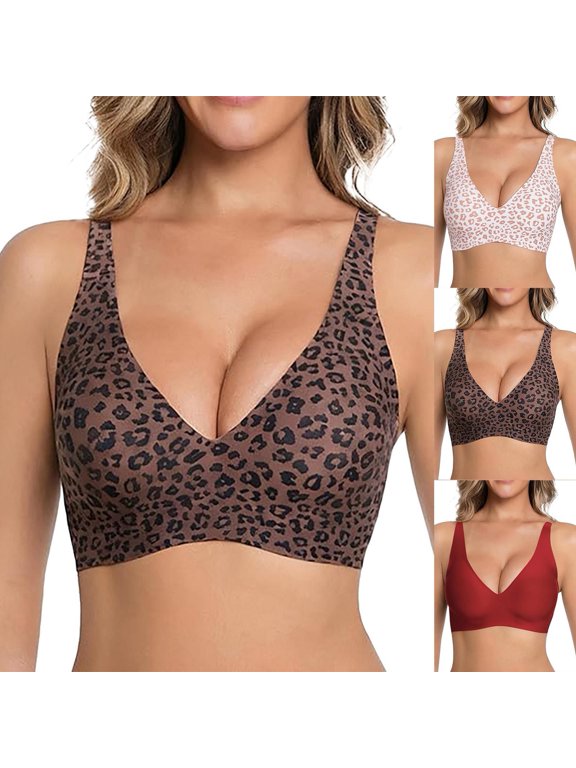 Women’s Jelly Wireless Push Up Bra Seamless Deep V Neck Plunge Comfortable No Underwire T-Shirt Bra with Adjustable Straps Everyday Wear Travel Essentials