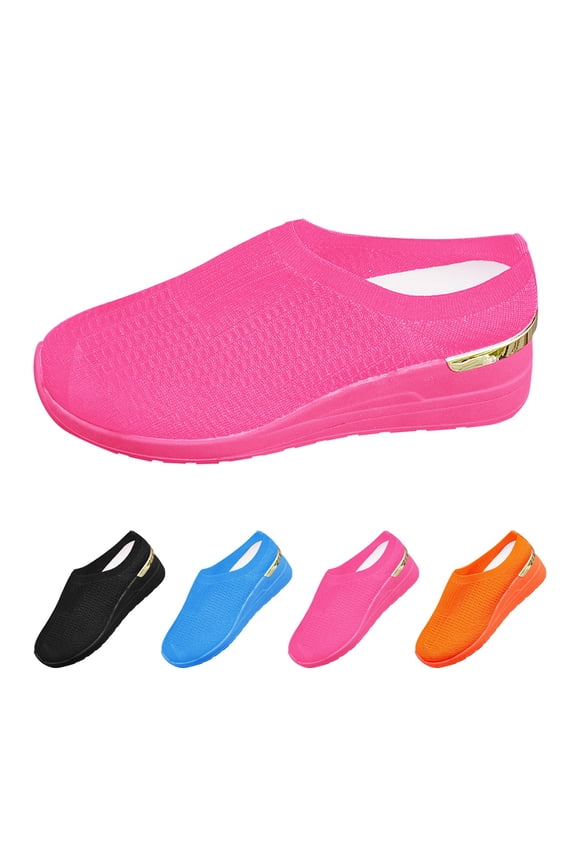 Women's Knit Slip-On Mule Clogs, Casual Platform Orthopedic Sneakers with Arch Support, Comfortable Breathable Shoes for All-Day Wear