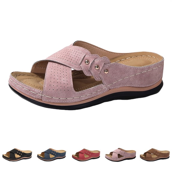 RotHome Women's Orthopedic Wedge Sandals Comfortable Walking Low Heel Dressy Casual Slip On Summer Shoes Platform Arch Support Trendy Sandals 2026 Sandalias de Mujer Elegantes
