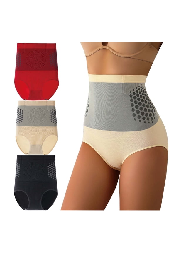 Women's Shapewear Control Panties, High Waisted Tummy Control Underwear, Seamless Girdle Body Shaper, Comfortable Slimming Briefs Panty, Beige, M